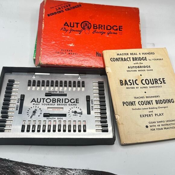 x2 Vintage Auto Bridge 1950s Play Yourself Game Metal Board And Deal Cards - Picture 2 of 10